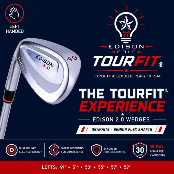 TourFit Edison 2.0 Left-Handed Wedges – Graphite Shafts - Senior Flex