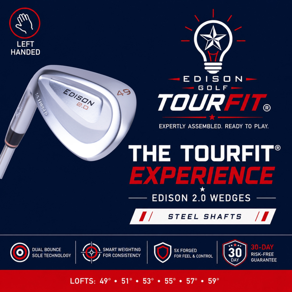 TourFit Edison 2.0 Left-Handed Wedges – Steel Shafts